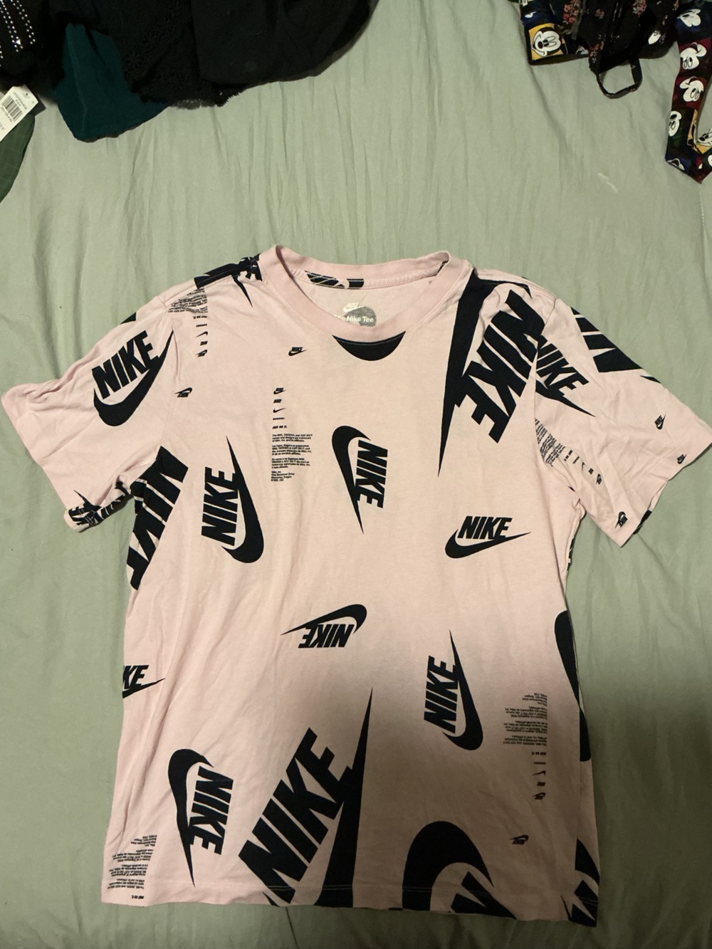 Nike Pink Short Sleeve Crew with Black All-Over Logos